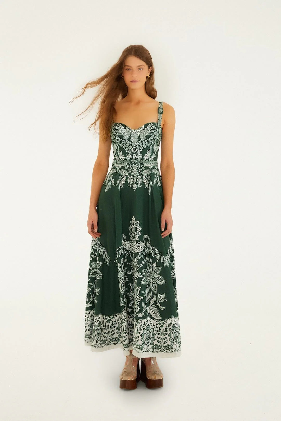 Dark Green Miranda Buckles Maxi Dress