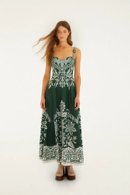 Dark Green Miranda Buckles Maxi Dress