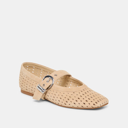 Mikel Perforated Suede Flat