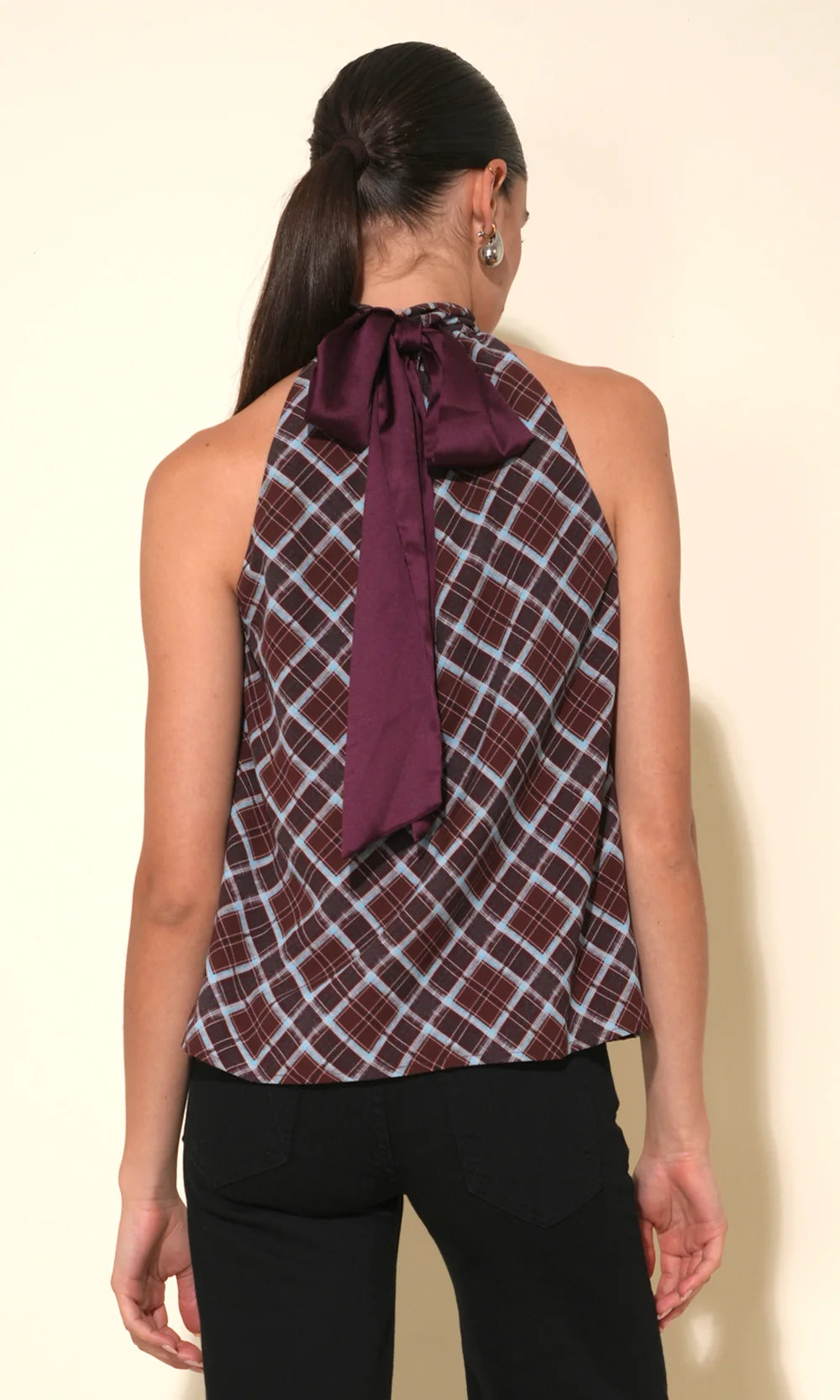 Sasha Halter Neck Plaid Top