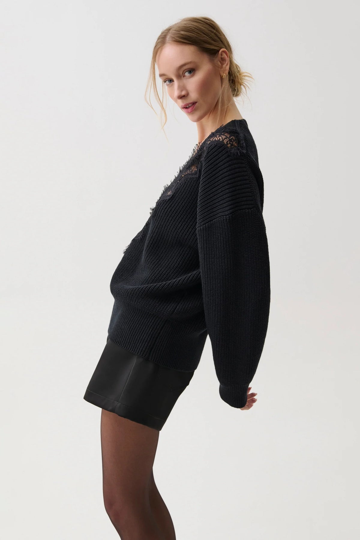 Chiara V-Neck Lace Sweater