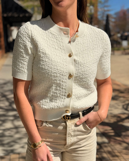 Crew Neck Short Sleeve Cardi