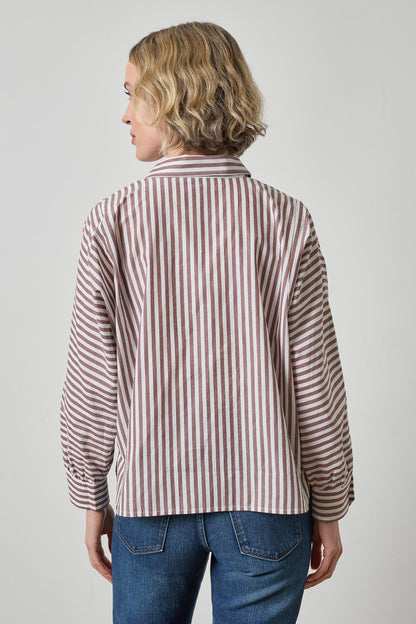 Striped Dolman Sleeve Button Down Shirt