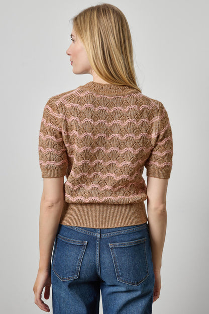 Short Sleeve Multistitch Pullover Sweater