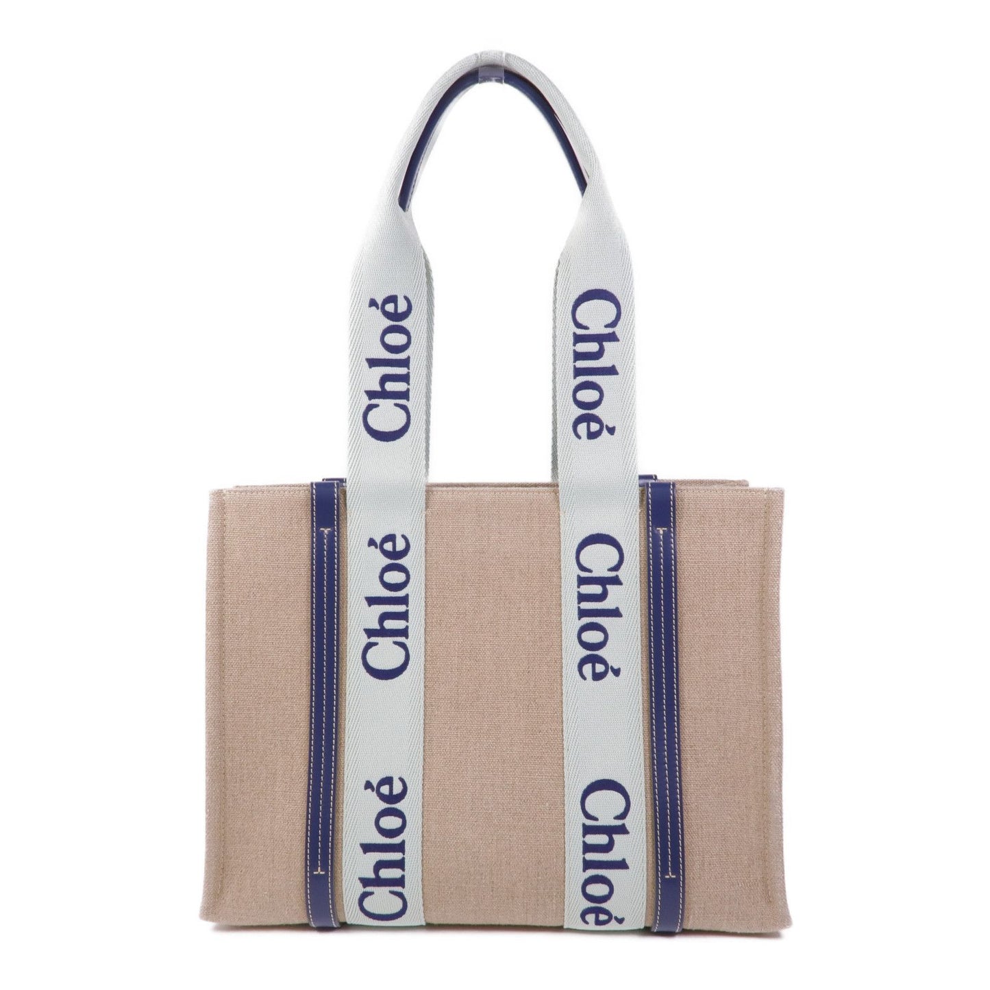 Chloe Canvas Woody /tote Bag Medium Blue/Green Canvas