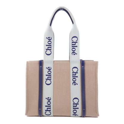 Chloe Canvas Woody /tote Bag Medium Blue/Green Canvas