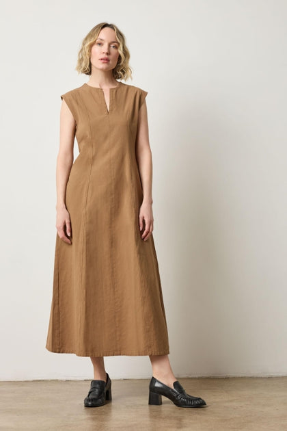 Twill princess seam maxi dress