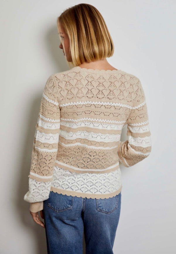 Long Sleeve Scalloped Trim Sweater