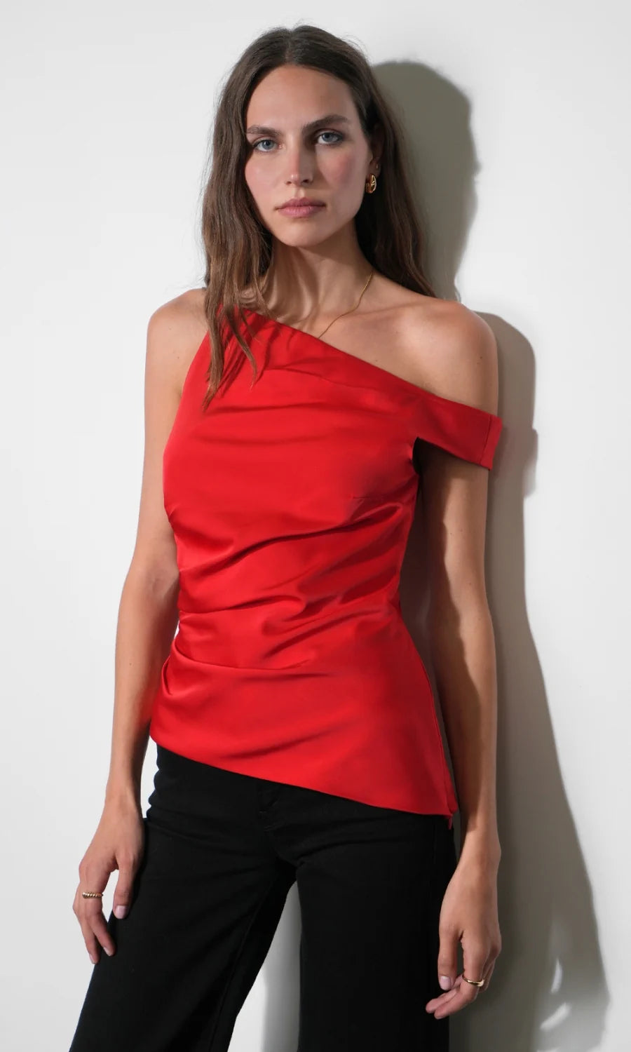 Yvette Asymmetric Side Pleated Top
