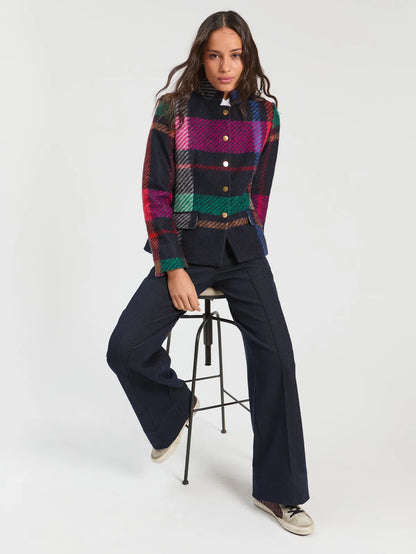 Multicolor Plaid Patchwork Jacket