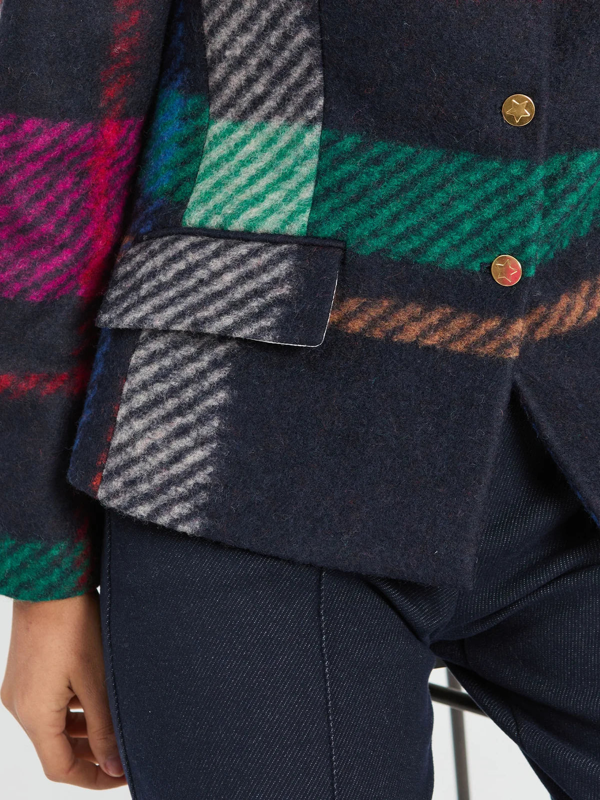Multicolor Plaid Patchwork Jacket