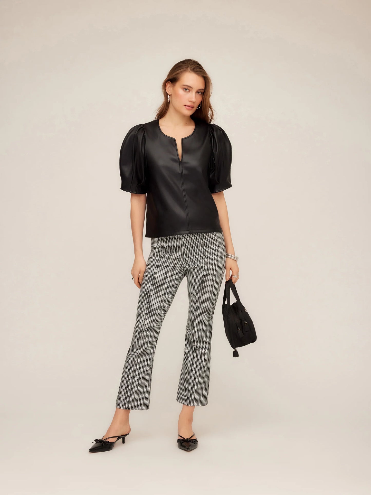 Leather Poof Blouse