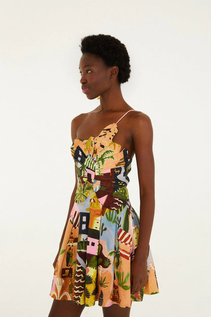 Tropical Painting Multi Mini Dress