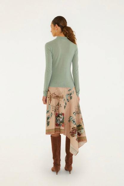 Bird Poetry Soft Pink Midi Skirt