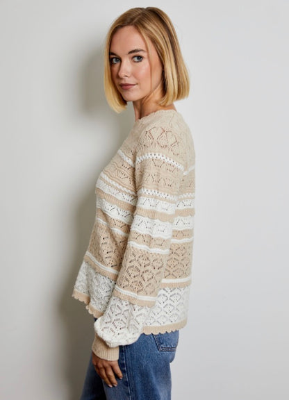 Long Sleeve Scalloped Trim Sweater