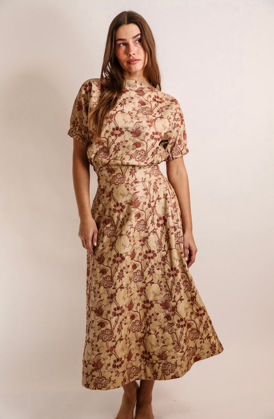 Circle Skirt Embroidered Faux Leather