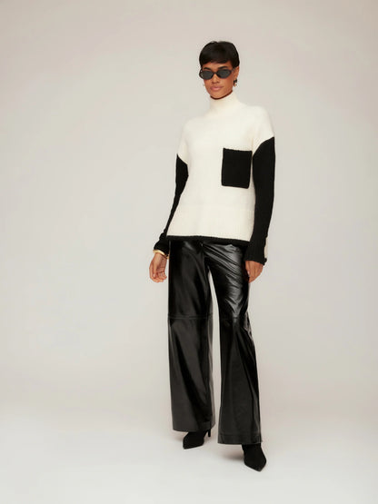 Laura Faux Patent Leather Wide-Leg Pant