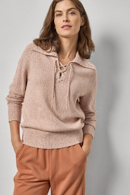 Lace Neck Polo Sweater