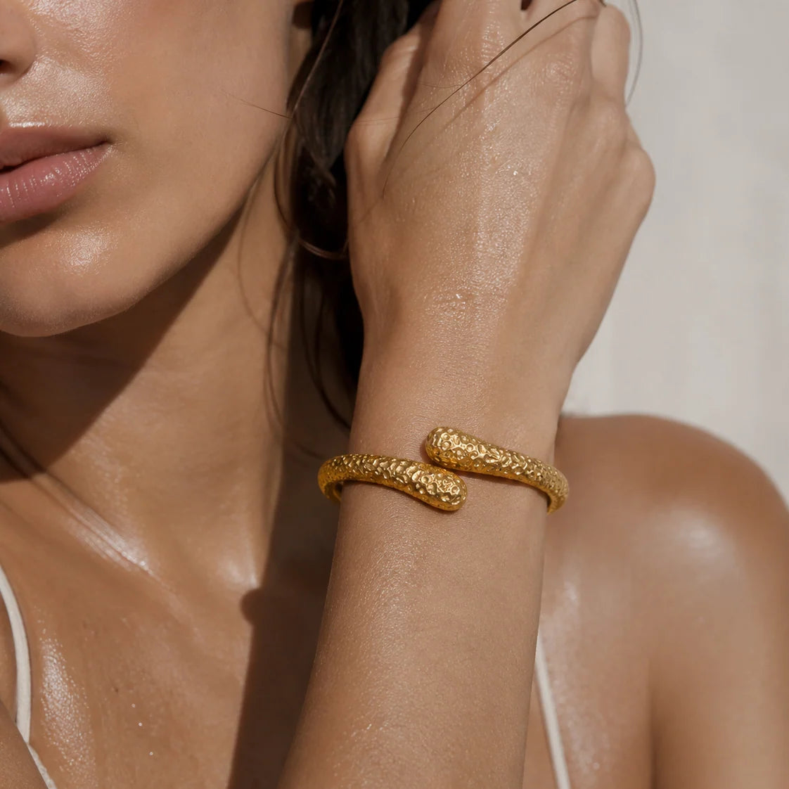 Maura Hammered Hinged Cuff Bracelet