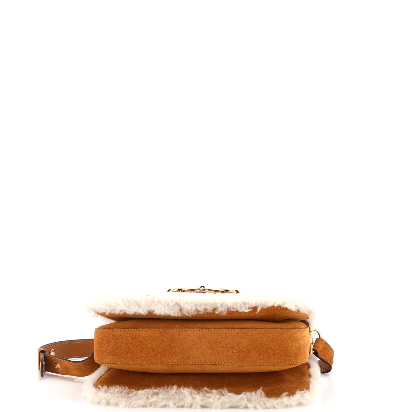 Horsebit 1955 Shoulder Bag Suede with Shearling - Small