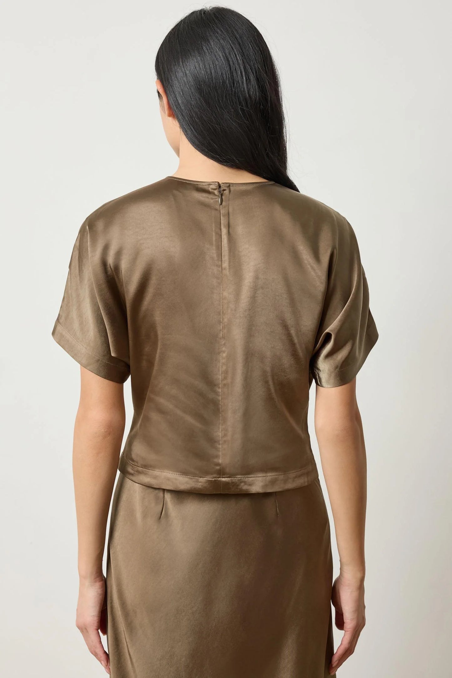 Satin Dolman Short Sleeve