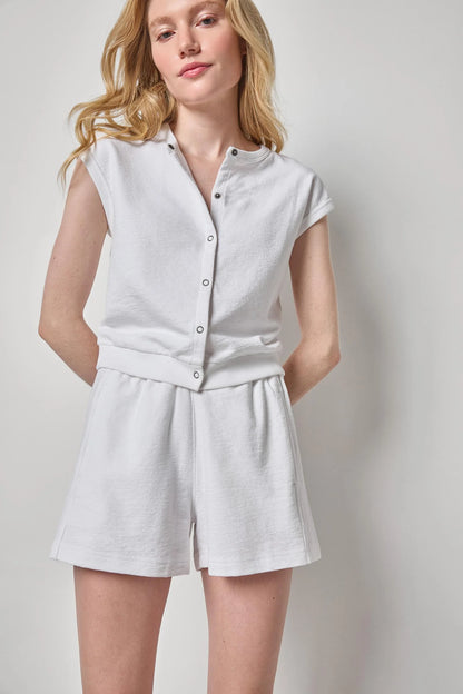 Textured Terry Sleeveless Cardigan