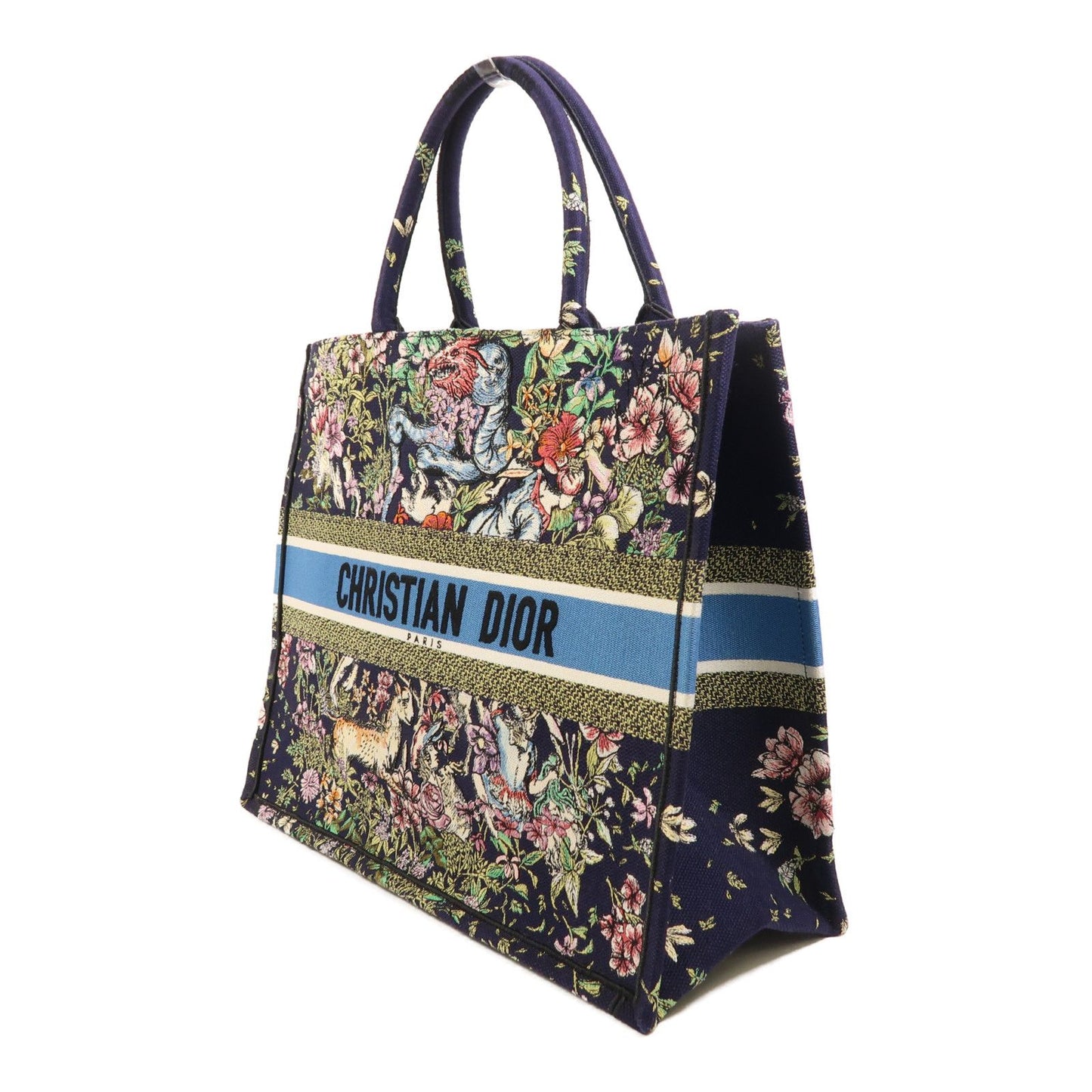 Dior Canvas Book Tote Large Handmade Bag Tote Bag Purple Blue Canvas
