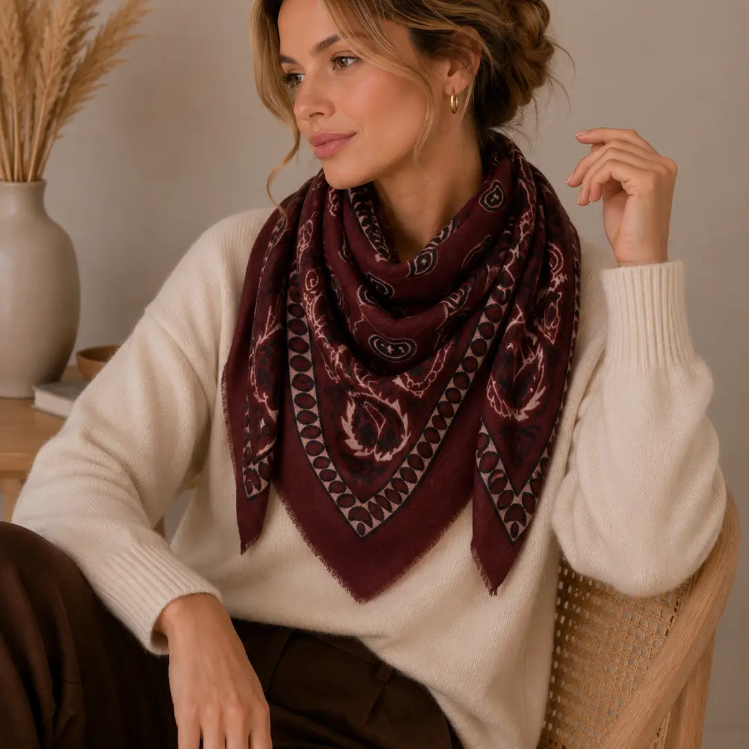 Large Wool Paisley Square