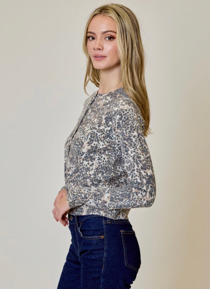 Long Sleeve Animal Print Cardi