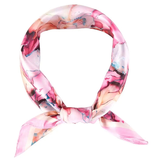 Flower Pattern Silky Square Bandana Scarf