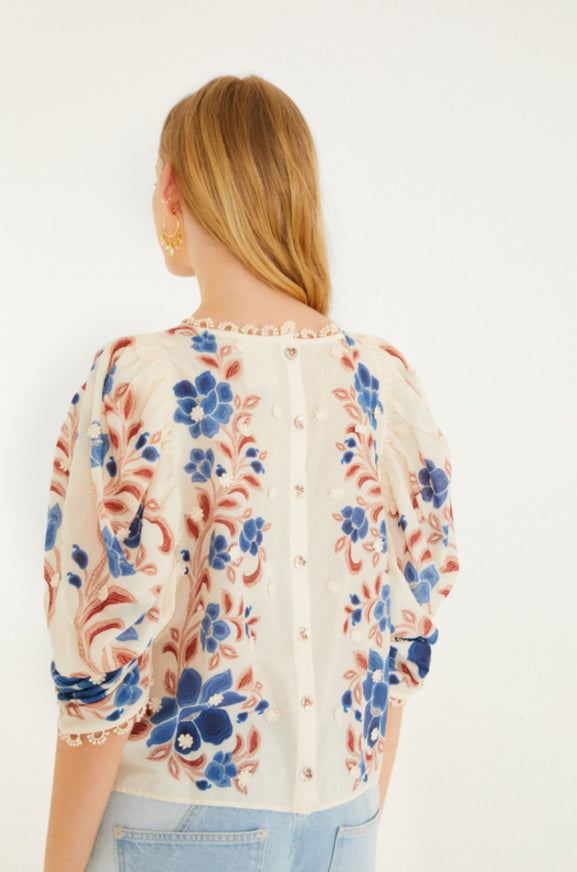 Renata Floral Sand Blouse