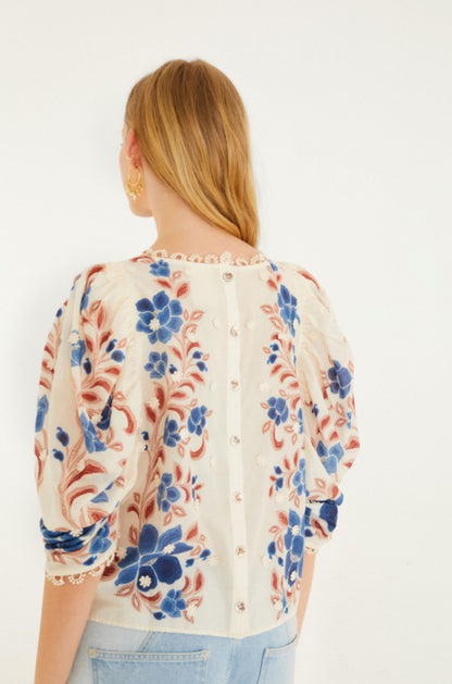 Renata Floral Sand Blouse