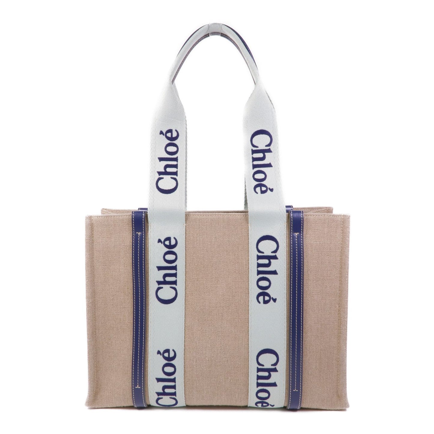 Chloe Canvas Woody /tote Bag Medium Blue/Green Canvas