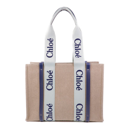 Chloe Canvas Woody /tote Bag Medium Blue/Green Canvas