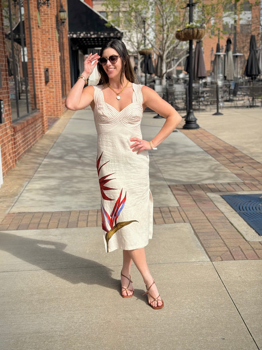 Strelitzia Sand Midi Dress