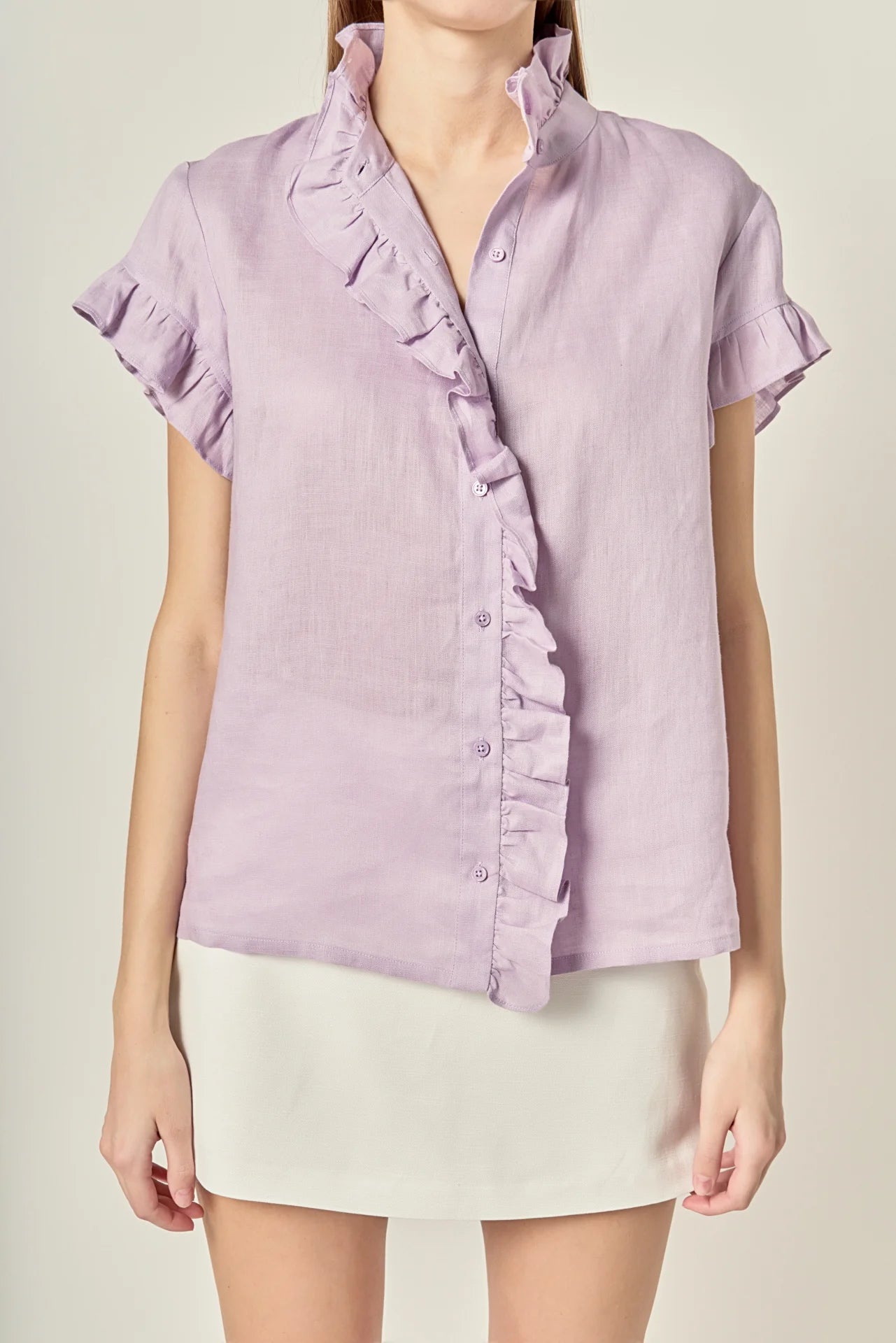 Linen Ruffle Shirt