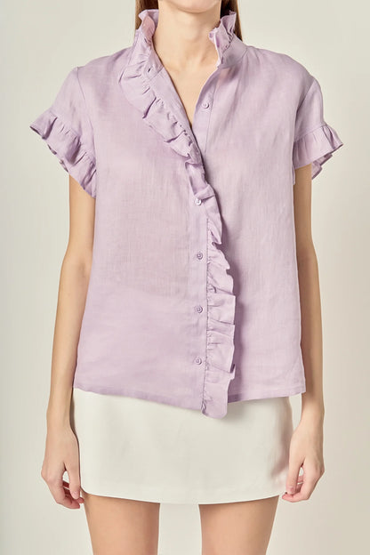 Linen Ruffle Shirt