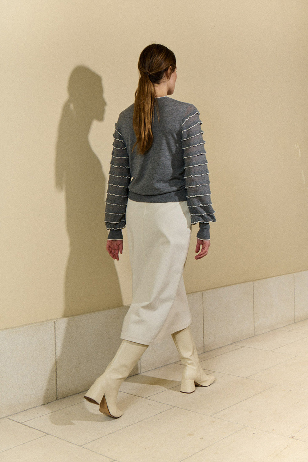 Knit Sweater with Ruffles