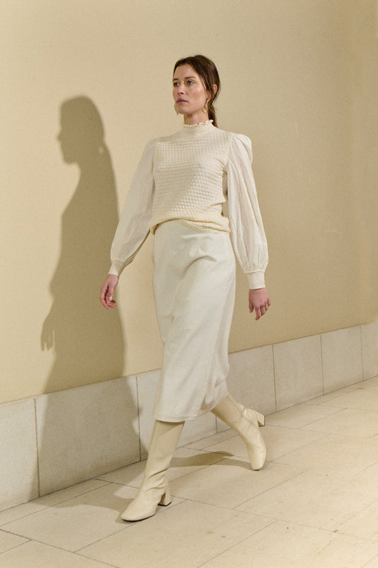 Ecru Knit Cotton Sleeves