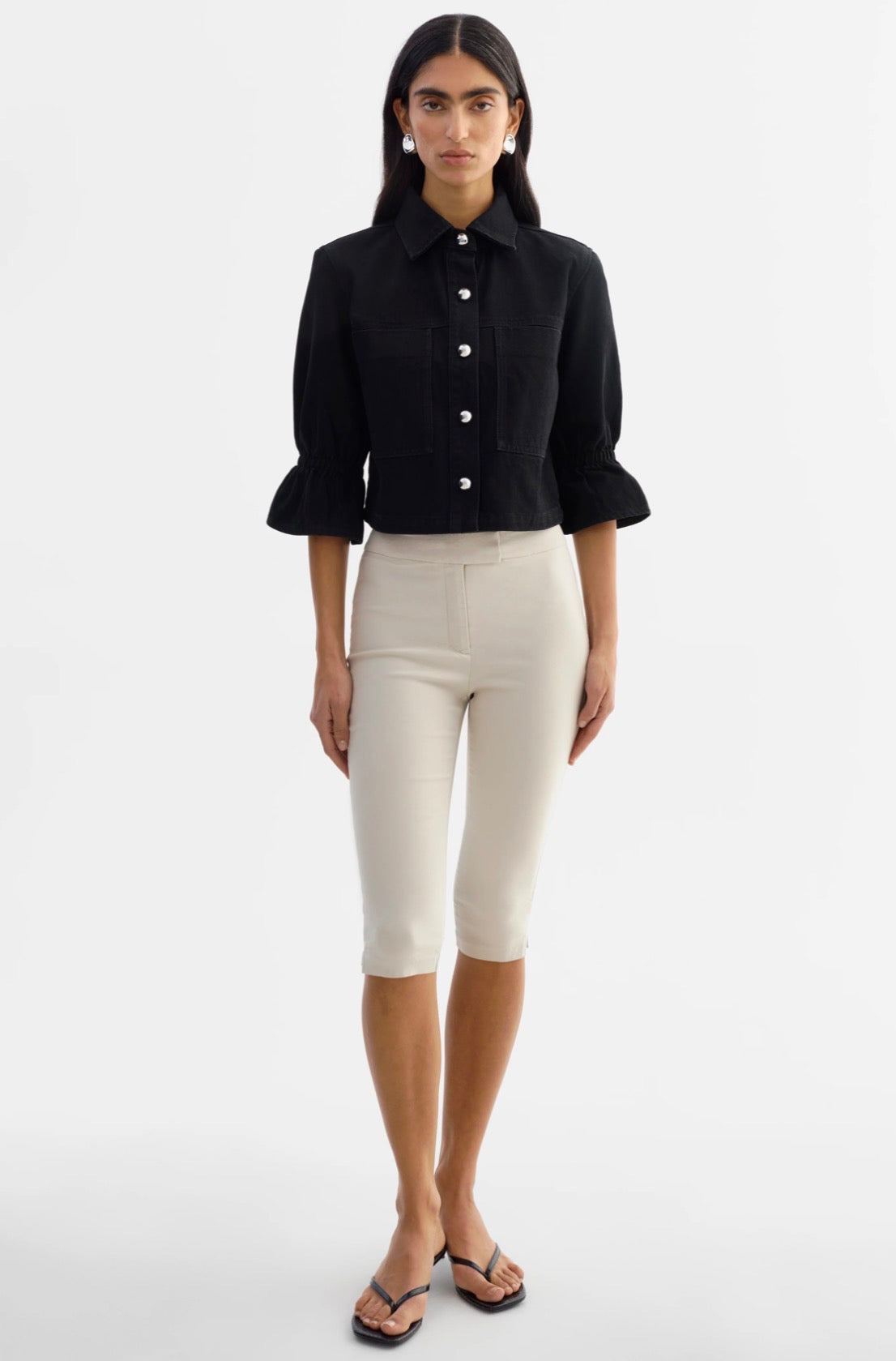 Carolina Denim Ruffle Sleeve Jacket