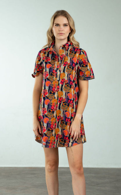 Split Neck Dress Navy Lily