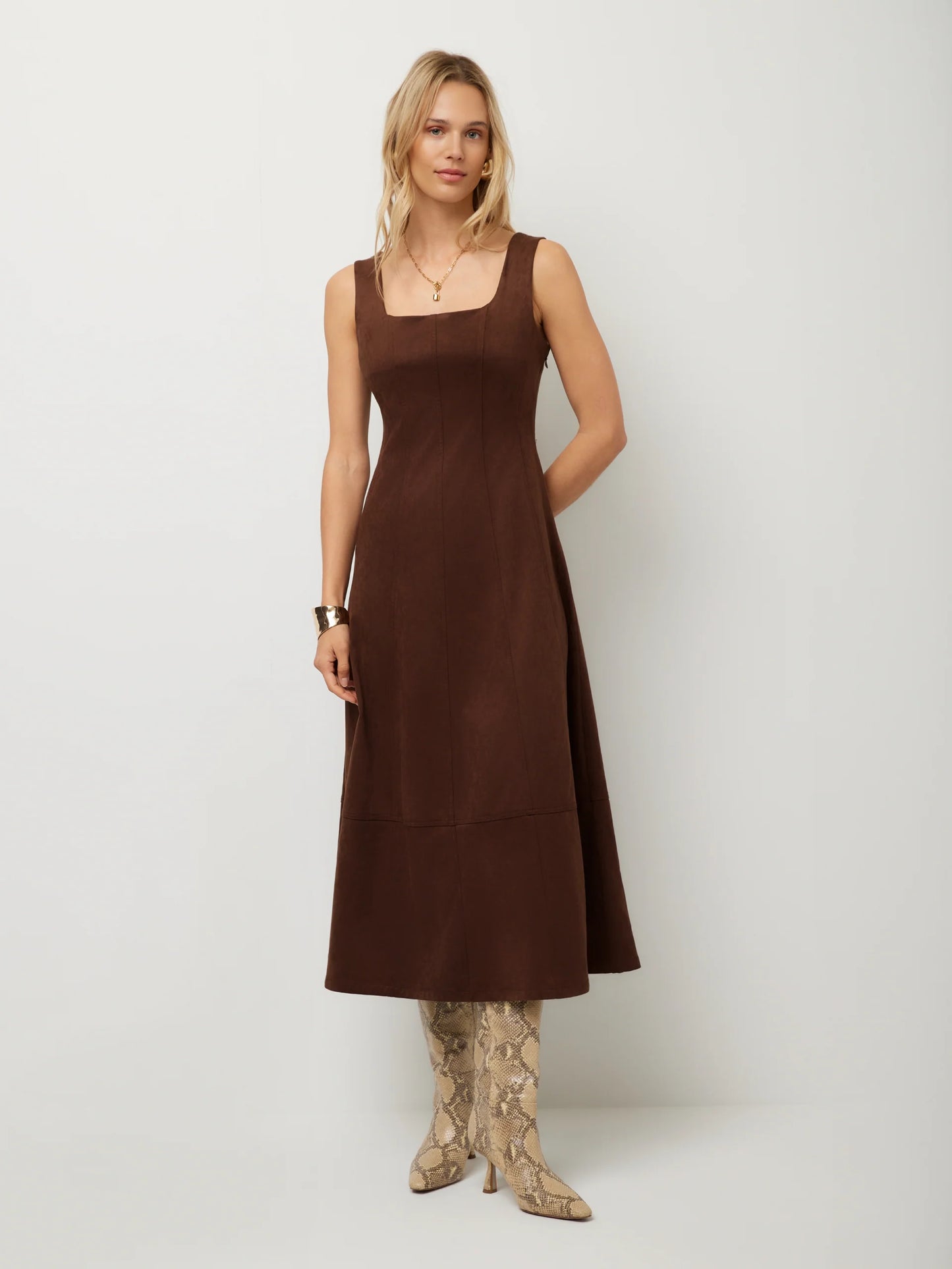 Madalyn Faux Suede Midi Dress