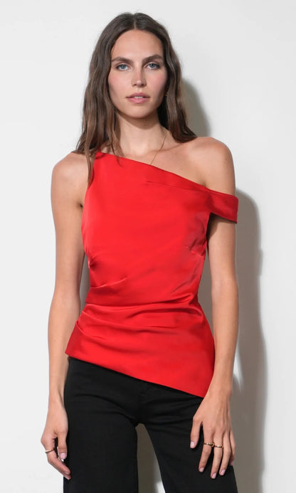 Yvette Asymmetric Side Pleated Top