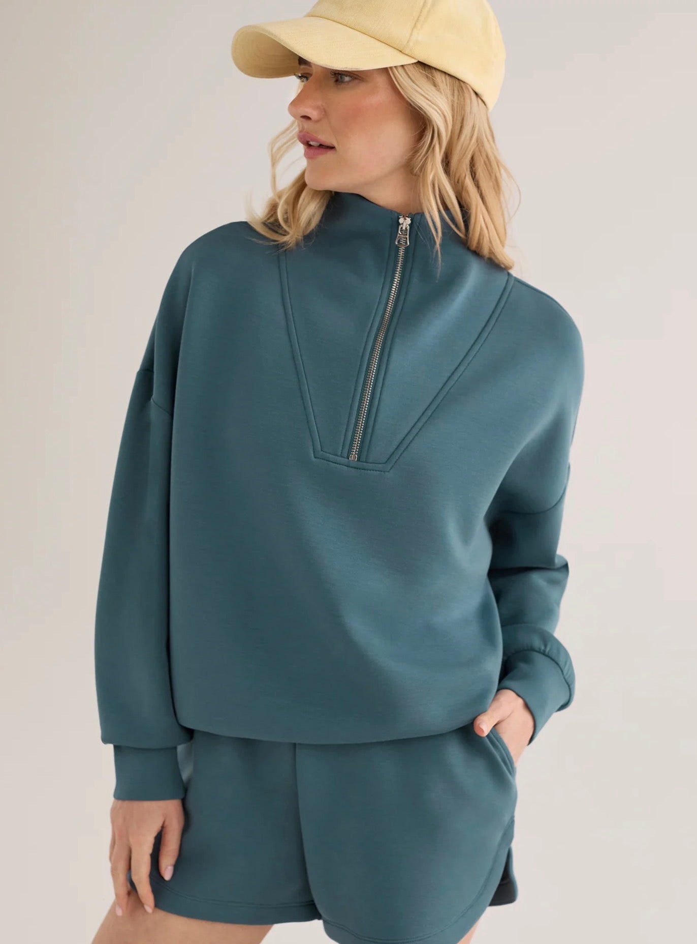 Mallard Blue Hawley Half Zip Sweat