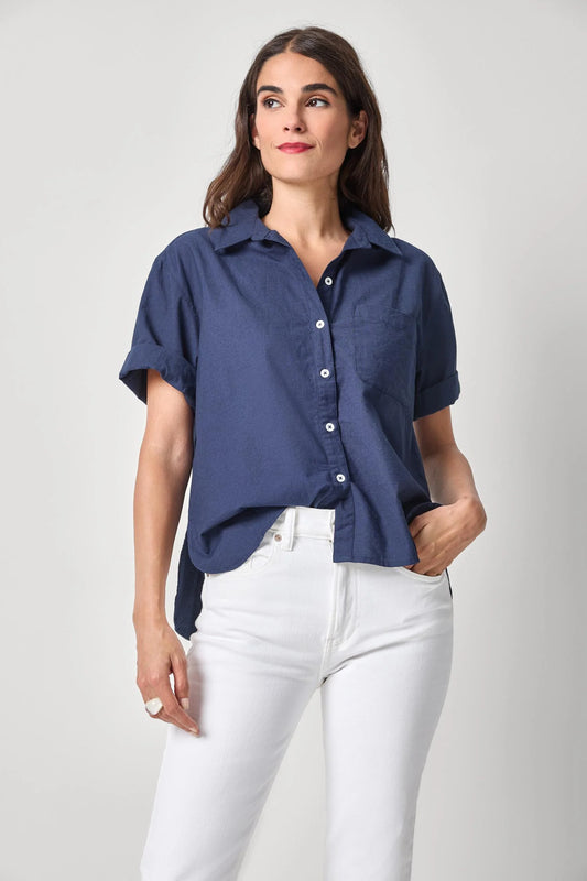 Linen Blend Boyfriend Button Down