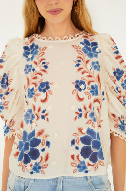 Renata Floral Sand Blouse