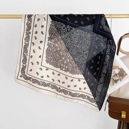 Cotton Effect Scarf with Bandana Print