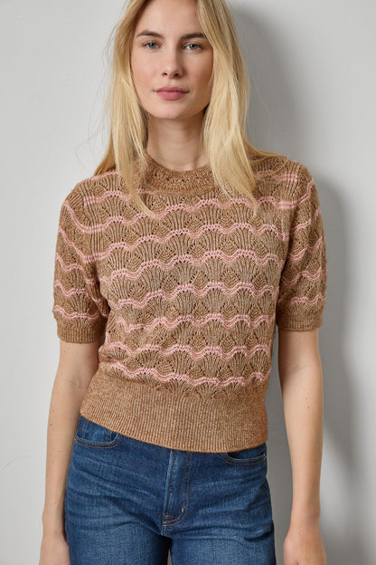 Short Sleeve Multistitch Pullover Sweater