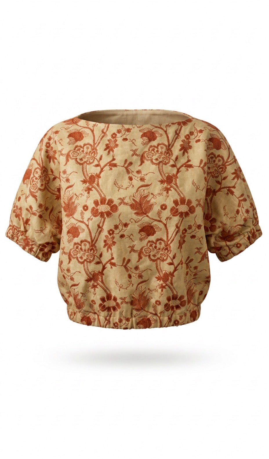 Bubble Top Embroidered Faux Leather