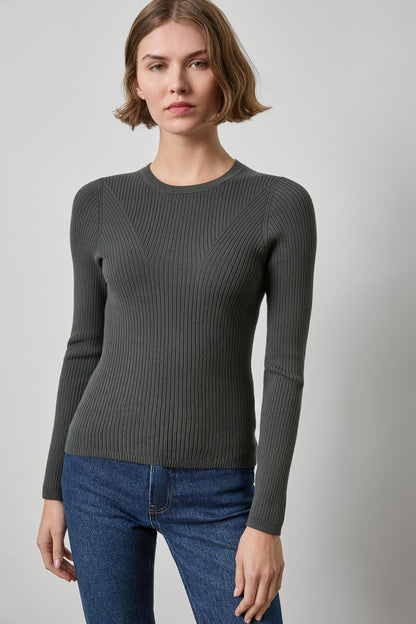 Angled Rib Crewneck Sweater